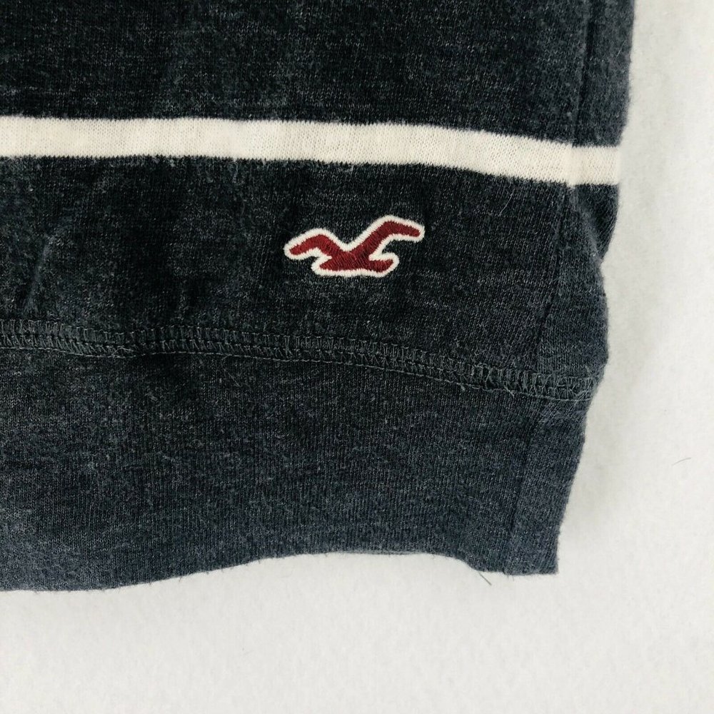 Hollister Sweater Knit Top XS Gray Y2K White Stripes Shirt Long Sleeves Soft - Picture 4 of 11